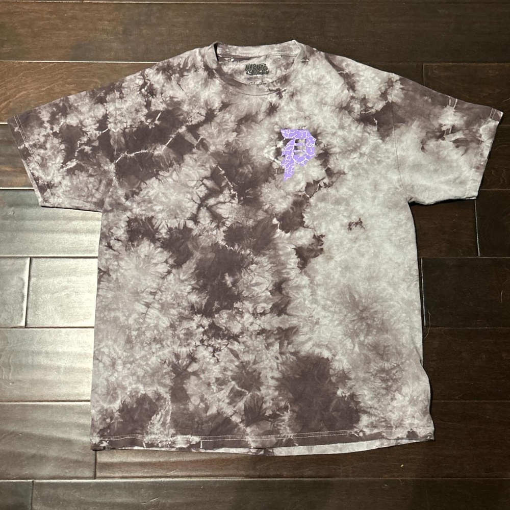 Primitive x Naruto Sasuke P Washed Grey & Black Tie Dye T-Shirt